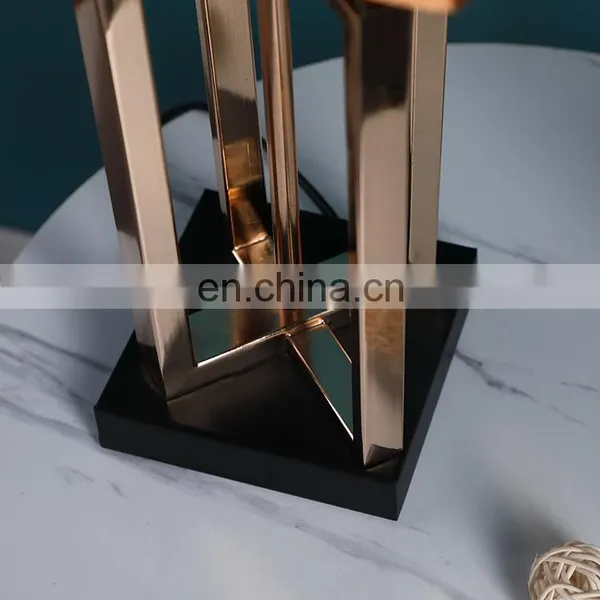 Western Simple Design Square Luxury Gold Modern Cheap Bedside Lamp for Bedroom Living Room photo-6