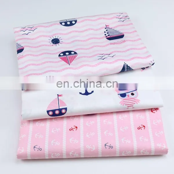 Cartoon Owl Sailing Boat Printed Cotton Print Navy Baby Summer Blanket Sleeping Children Cotton Fabric photo-3