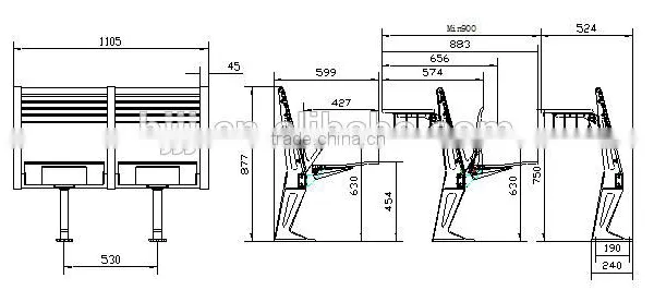 Popular School Furniture University Sudent Desk and Chair TC-963-V for College photo-3