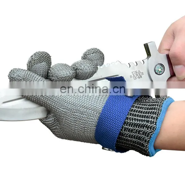 Safety Kitchen Cuts Gloves for Oyster Shucking Fish Fillet Processing 304 Stainless Steel Mesh Cut Proof Butcher Work Gloves photo-3