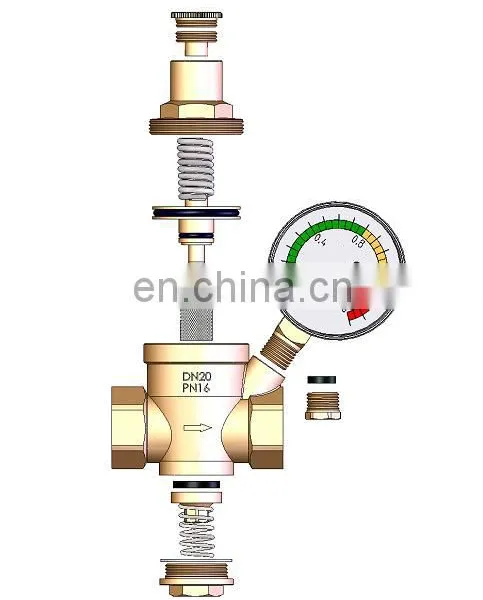 Adjustable Piston Type Brass Pressure Reducing Valve With Manometer 1/2