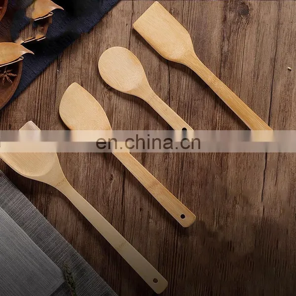 Natural Bamboo Kitchen Tools Cookware Set 6 Pcs Bamboo Wooden Spatula Utensils photo-3