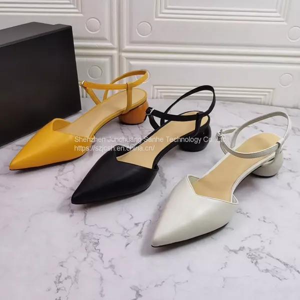 High Quality New Arrival French Style Fashion Pointed Women Slipper Sandals Ladies Dress Shoes Low Heels Leather Casual Sandals