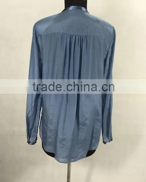 The Latest Fashion Thin Silk Long-sleeve Lady Blouse Design photo-4