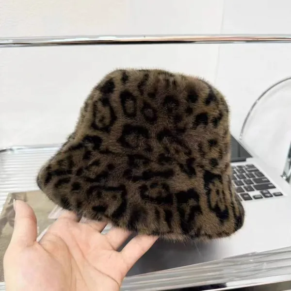 Leopard Print Faux Fur Bucket Hat photo-2