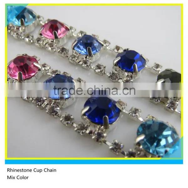 Sew on Crystal Cup Chain Sapphire Pointback Rhinestone Chain Roll 10 Yards photo-3