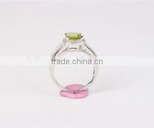 Fahion Prong Setting Square Natural Stone Crystal Silver Engagement Ring photo-5