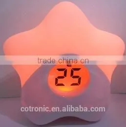 EN71-1-2-3 Approval Star Shape Room Thermometer Temperature Displayer LED Color Changing Night Light Lamp for Babies Kids photo-3