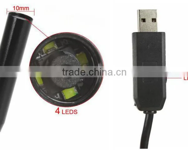 20M Cable Length Inspection Camera IP66 Waterproof 10mm Lens Mini USB Endoscope Camera Borescope Tube Snake Scope 4 LEDs photo-2