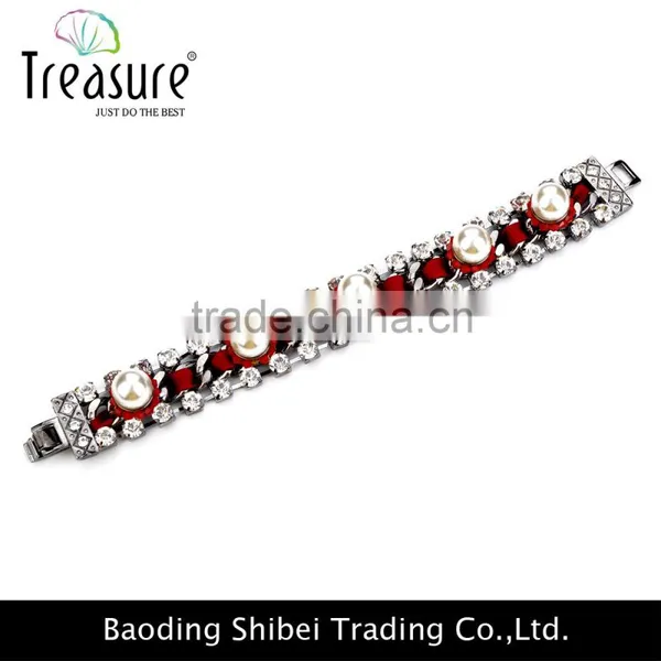 China Cheap Wholesale Pearl Rhinestone Mosaic Bracelet Jewelry New Design in 2016 photo-2