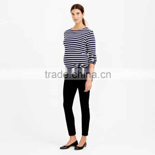 Wholesale Blue and White Striped Long Sleeve Maternity Tops
