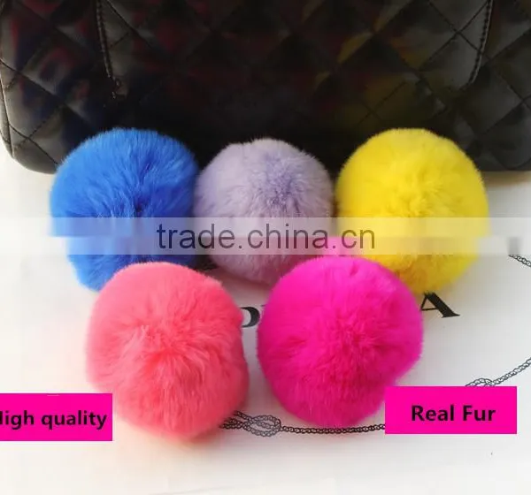 Dye Fur Pompoms / Real Rex Rabbit Fur Pom Pom Wholesale / Fur Pom Keychain photo-3
