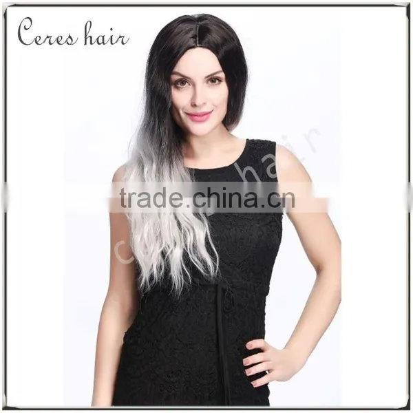 Fashion Gradual Colors Heat Resistant Costumes Wig Ombre Gray Synthetic Wig for Party Long Curly Style Quality Choice photo-3