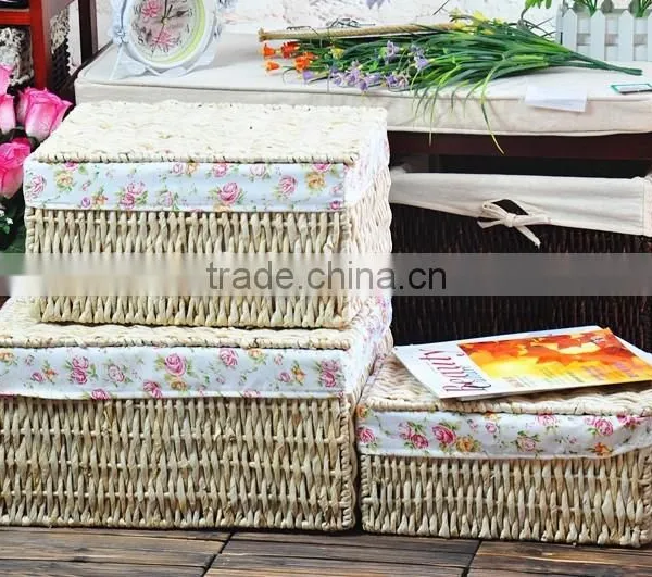 100% Cotton Storage Basket Beige Corn Bran Woven Baskets Factory Price photo-2
