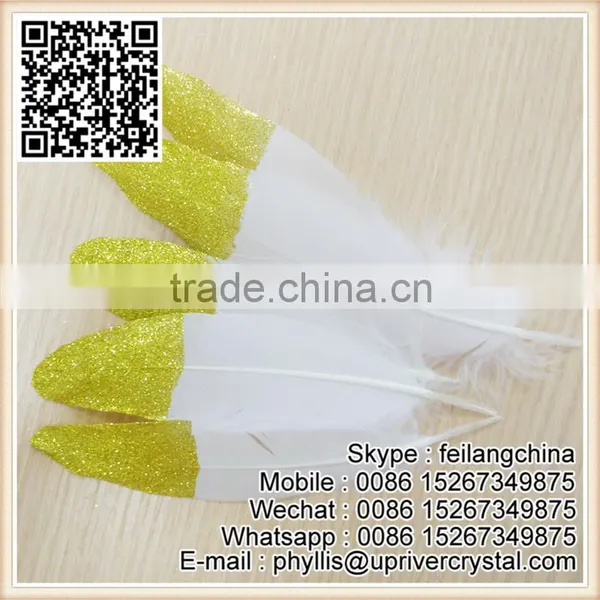 Yellow Gold Glitter Goose Feather photo-3