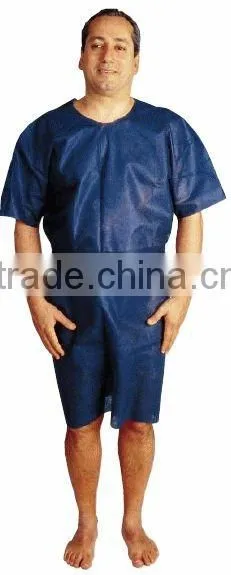 Men Hospital Patient Gown Short Sleeves Blue Color