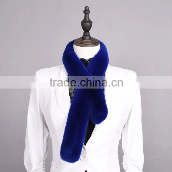 High Quality Ladies Rex Rabbit Fur Scarf Real Fur Scarf For Women KZ160055 photo-5
