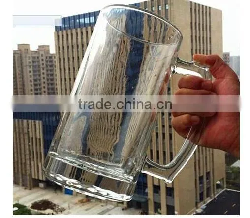 Barware Supplier Drinkingware Large Size 1.5L Glass Beer Mug With Handle photo-2