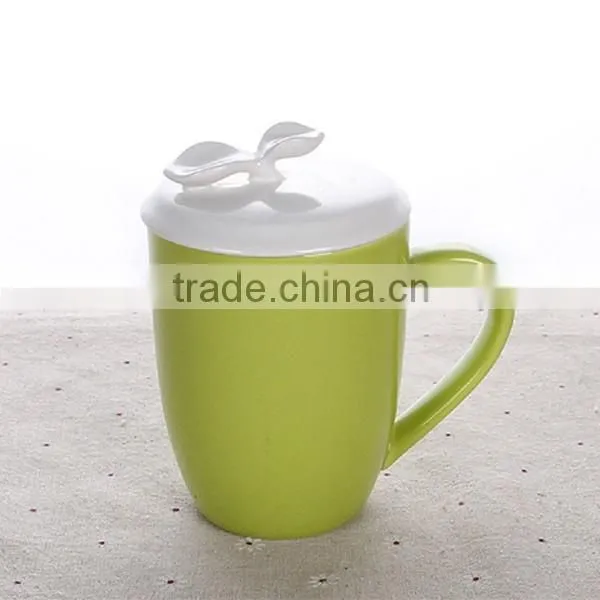 400ml 14oz Ceramic Coffee Mug With Lid Solid Color Tea Cup With Cover Solid Color Factory Directly Sale photo-4