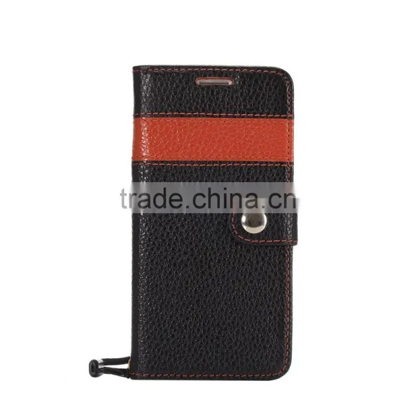 New Arrival Color Matching Genuine Leather Wallet Case For Samsung Galaxy S6 Edge photo-3