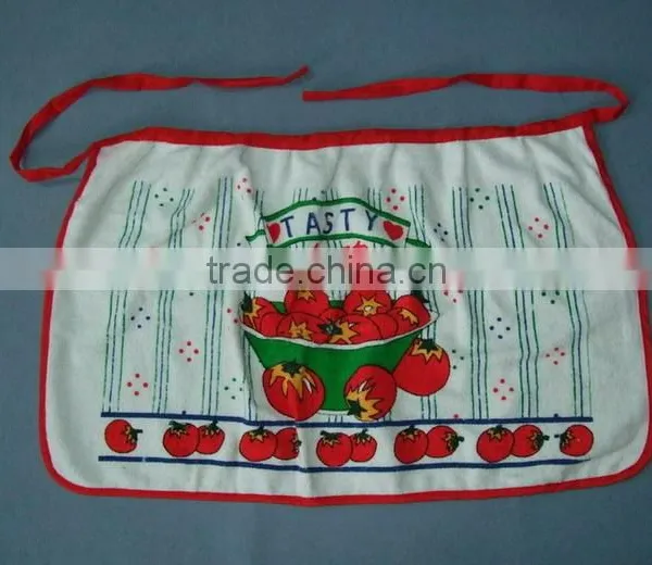 Yellow Border Cotton Waist Kitchen Apron With Pigment Printing photo-4