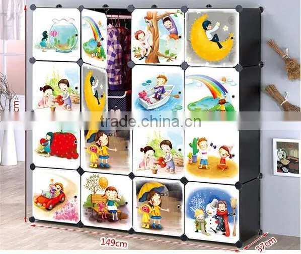 Bedroom Almirah Designs 16 Cartoon Door Large Clothes Almirah,folding Cute Children Plastic Almirah photo-2