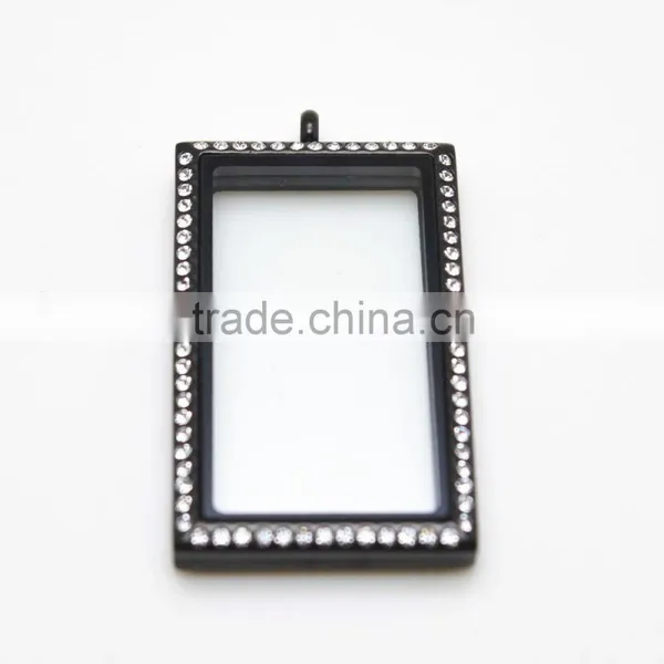 Rectangular Glass Lockets Made of 316L Stainless Steel Wholesale photo-4