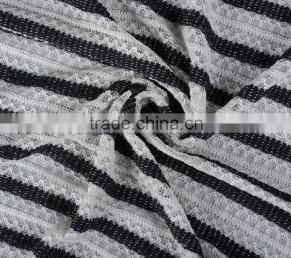 High Quality Clothing Fabric Cotton Polyester Spandex Yarn Dyed Hacci Knit Jacquard Fabric photo-2