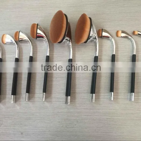 Silver / Gold New Arrival Hot Sale 9pcs Golf Brushes Oval Makeup Brush photo-5