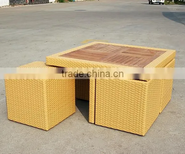 Flat Rattan Furniture Cube Composable Space-saving Dining Set photo-4