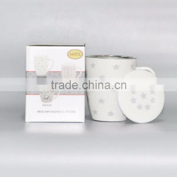 Porcelain Printed Tea and Coffee Mug With Lid and Filter photo-6