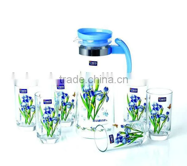 Wholesale Glass 7pcs Water Set With Heat Transfer Printing photo-2