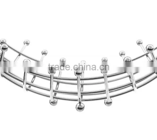 Chromed Steel Silver Fruit Basket WI0073 - Kitchen 40cm * 10cm Wire Stand photo-4