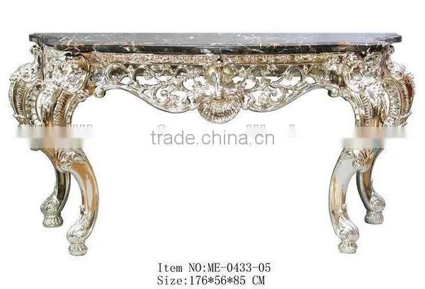Baroque Style Furniture Console Table With Marble Top For Living Room Decoration photo-3