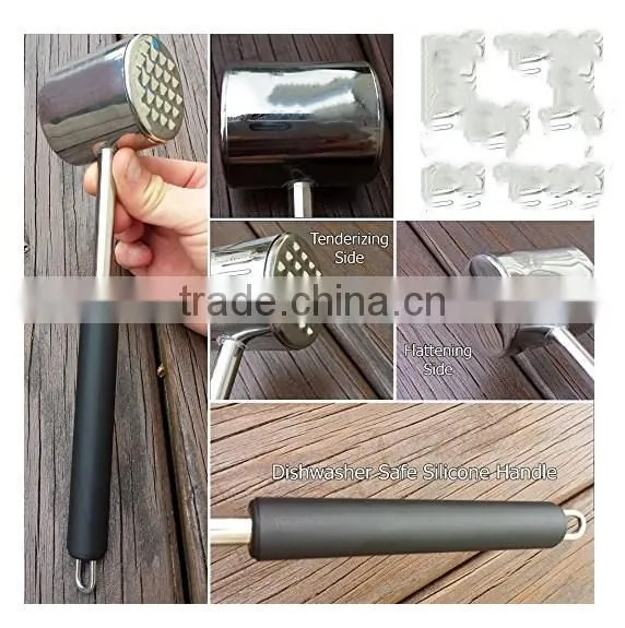 Meat Tenderizer Mallet Tool - DISHWASHER SAFE & - Manual Hammer Pounder For Tenderizing Chicken Steak Pork & Veal in Kitchen photo-2