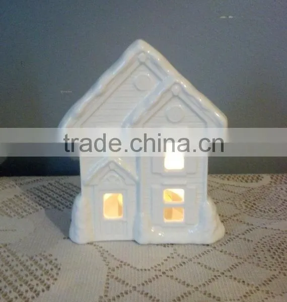 Hand Painted Ceramic Christmas Village Tea Light Holders photo-3