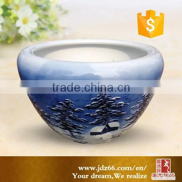 Blue and White Ceramic Flower Pot photo-4