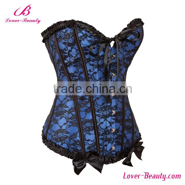 Blue Overbust Wholesale Corselet Busk Lingerie photo-2