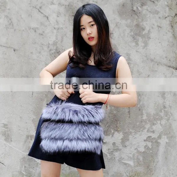 CX-H-33A Ladies Genuine Fox Fur Handbag Hand Bag photo-3