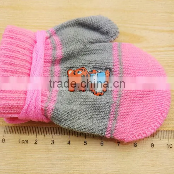 TC13029 Wholesale Cute Knitted Kids Mitten Gloves Cheap String Kids Winter Gloves photo-2