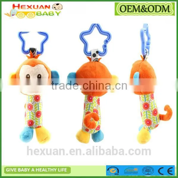 New Animal Dog Soft Stuffed Plush Crib Bed Hanging Hand Rattles Baby Toys photo-3