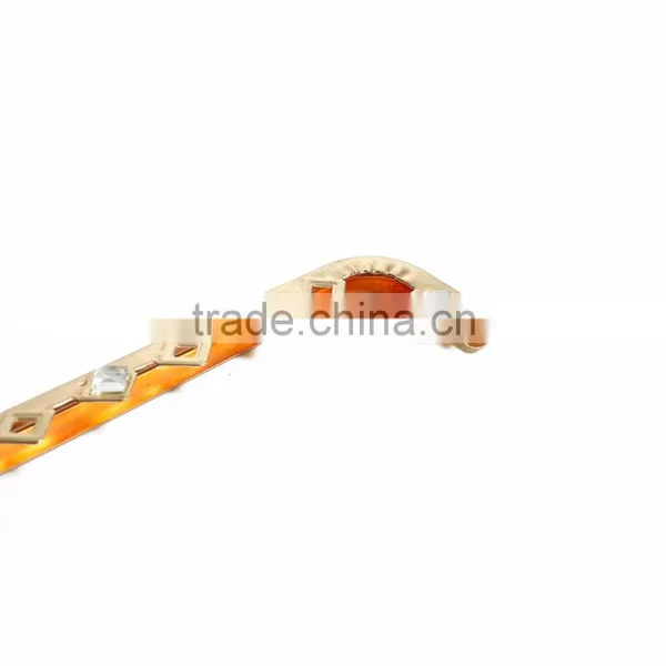 Iron Based Alloy Rhombus Clear Rhinestone Gold Plated Kiss Clasp Purse Frame photo-2