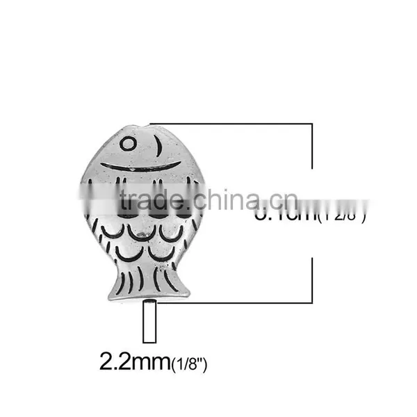 Zinc Based Alloy Spacer Beads Fish Animal Antique Silver photo-2
