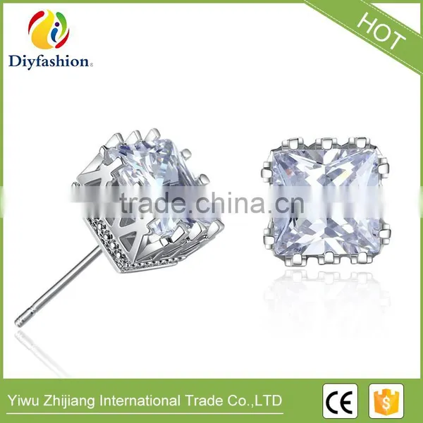 Fashion Jewelry Colorful Hollow Square Cubuic Zircon Stud Earring photo-2