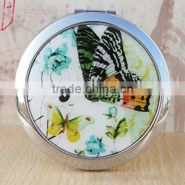 Butterfly Compact Cosmetic Makeup Round Handbag Purse Pocket Mirror photo-5