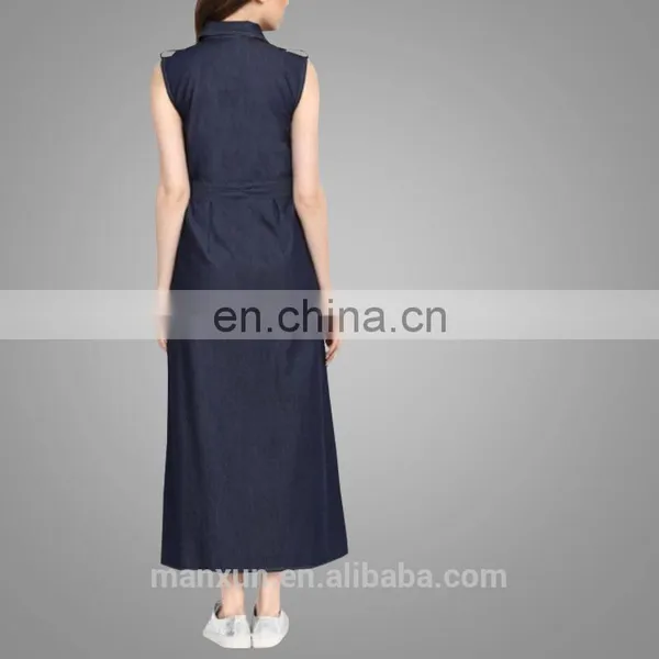 Nice Design Lady Causal Clothing Navy Blue Jean Skirt Open Front Button Women Dress Wholesale 2016 photo-5