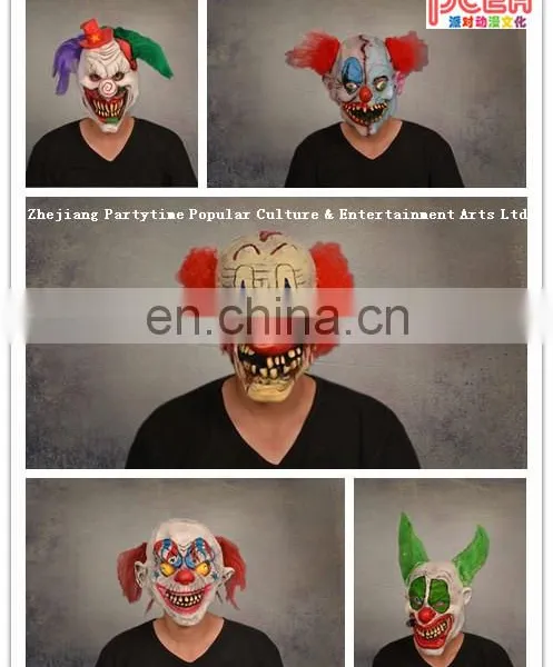 Carnival Halloween Party Red Hair Clown Joker Latex Full Head Mask photo-6