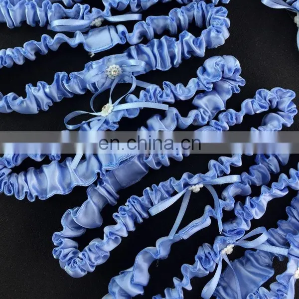 2017 Bridal Garter Casamento Wedding Decoration Keepsake Luxury Something Blue Satin Wedding Garter With Bow photo-4
