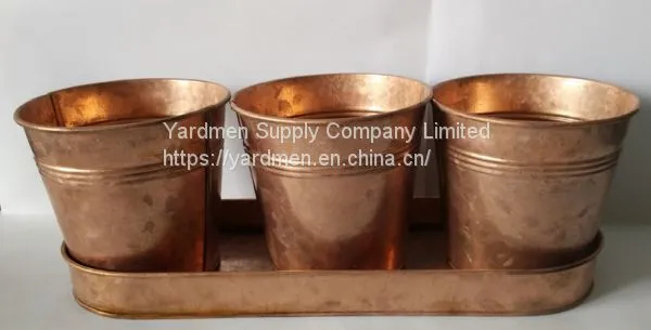 2018 Copper Painting Finish of Iron Flower Pot With Handle photo-4