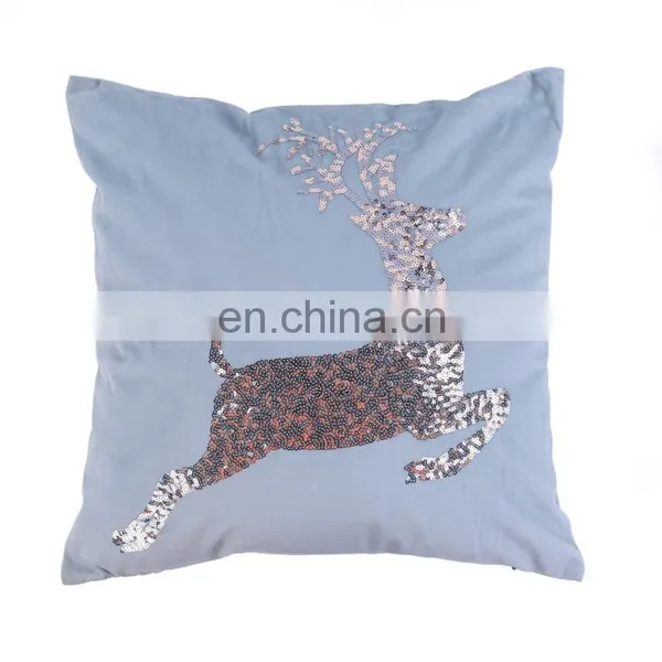 Christmas Mermaid Sequin Throw Wholesale Pillow Cases With Elk Pattern Cushion Cover Decor photo-2